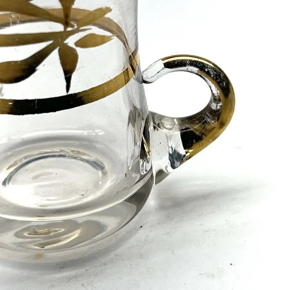 Vintage MCM Espresso/Coffee/ Shot Glass - Gold Etching Accents